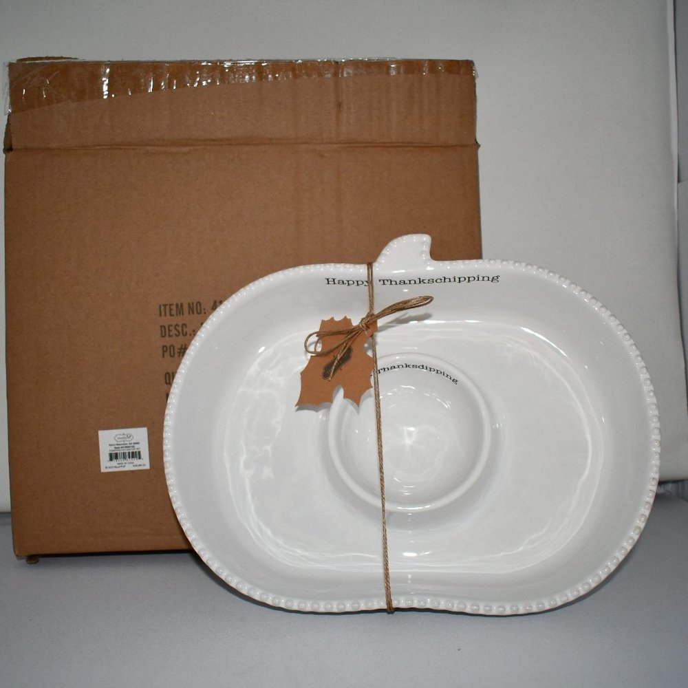 Mud Pie Thanksgiving Pumpkin Chip N Dip Set #41800105 NWT